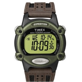 Timex Expedition Green/Brown Core Chrono Alarm Timer Watch W/ Nylon Band