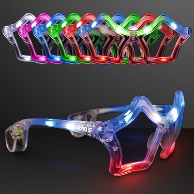 Imprinted Assorted Flashing LED Star Shaped Glasses - Domestic Imprint