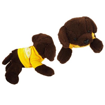 8" Lil' Lucky Labrador Dog Stuffed Animal w/T-Shirt & One Color Imprint