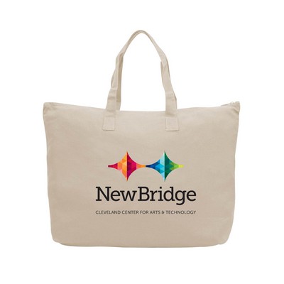 10 oz. Large Natural Zippered Canvas Tote