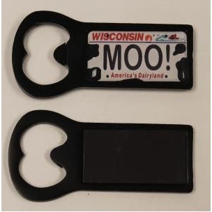 Black Aluminum Bottle Opener Magnet