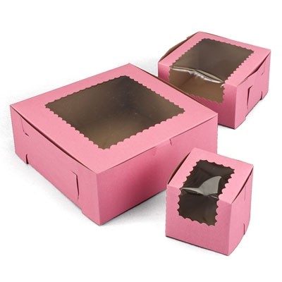 Ohio Valley Waterfall Windowed Pink Cupcake Box (10"x10"x4")