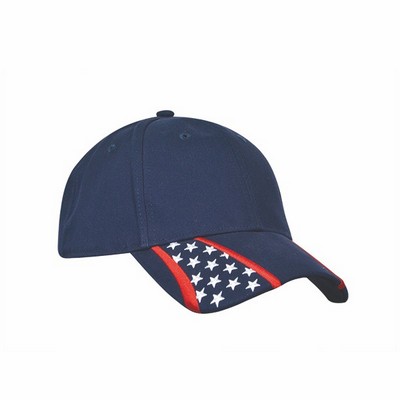 American Spirit Racing Cap w/Navy Crown & Stars N Stripes on Bill