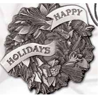 Mini Stock Design Happy Holidays Wreath Pewter Ornament