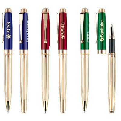 Windsor-V Twist Action Ballpoint Pen w/Gold Textured Barrel