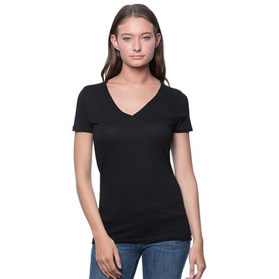 Women's 50/50 Blend Fine Jersey V-Neck Tee Shirt