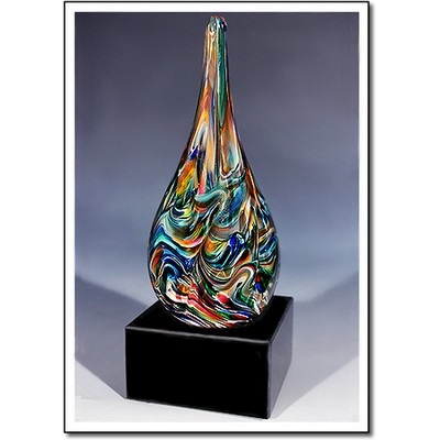 Painted Desert Art Glass Sculpture w/ Marble Base (3.5"x8.75")