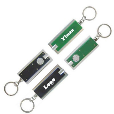 Rectangular Plastic LED Flashlight Keychain