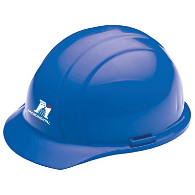 Blue hard hat, six point pin lock suspension