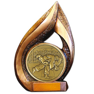 Stock Flame Trophy with 5 1/2" Event Judo 2 Coin 13"