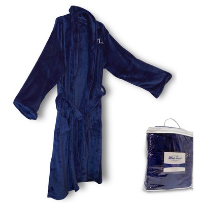 Mink Touch Luxury Robe 48"L -- Navy (Embroidered)