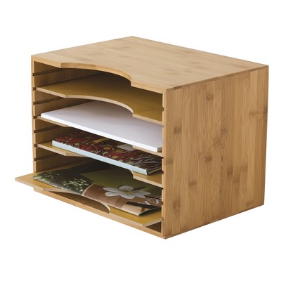 Bamboo File Organizer w/ 4 Dividers