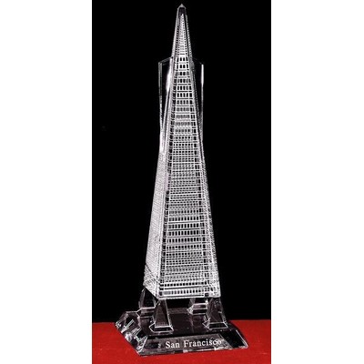 6" Crystal San Francisco Transamerica Tower Sculpture w/Custom Etching