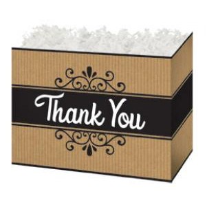 Small Thank You Kraft Stripes Theme Gift Basket Box