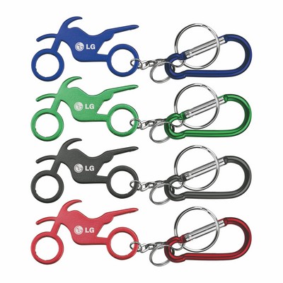 Motorbike Shape Bottle Opener w/Key Chain & Carabiner