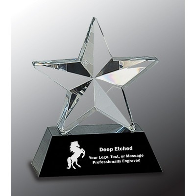 6" Crystal 3D Star on Black Base Crystal Award