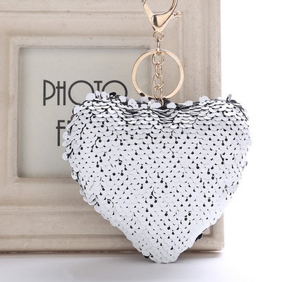 Heart-Shaped Reversible Sequins Keychain