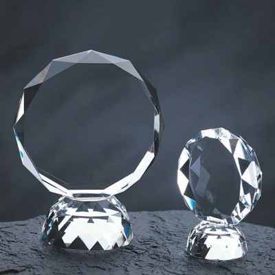 Faceted Circle Awards optical crystal award/trophy 4"