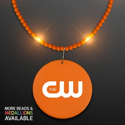 Still-Light Orange Beads with Orange Medallion - Domestic Print