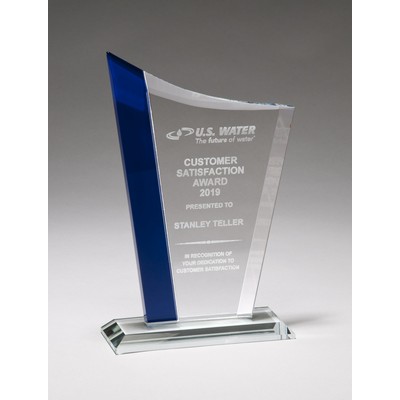 Zenith Series Jade Glass Award w/ Blue Glass Highlight-8.75"