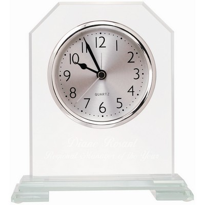 6 1/2" Clipped Corner Glass Clock