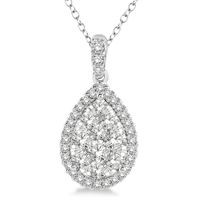 Jilco Inc. Diamond Tear Drop Cluster Pendant Necklace