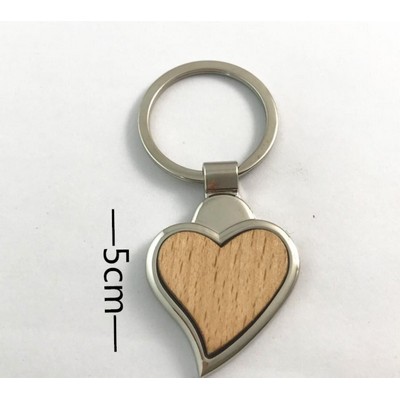 Heart Shaped Wood Keychain