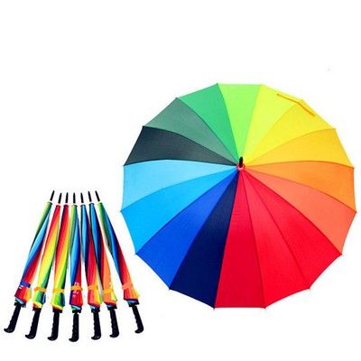 16 Panel Auto-Release Handle Rainbow Umbrella