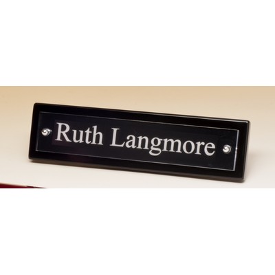 Black Piano-Finish Nameplate with Acrylic Engraving Plate (9 1/4" x 2 1/4")