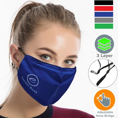 Performance 3 Layers Face Mask w/ Nose Bridge, adjuster loop