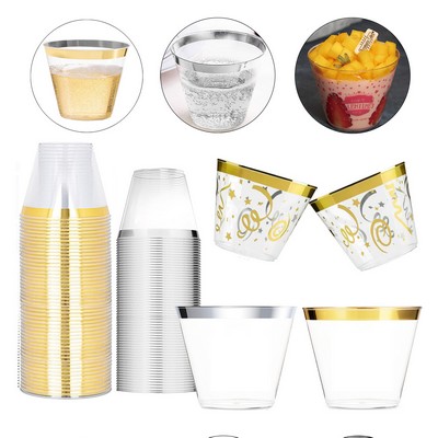 Hard Disposable Plastic Cups With Gold/Silver Rim