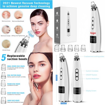 Blackhead Remover Pore Vacuum Electric Pore Cleaner 5 Suction Power & 5 Probes