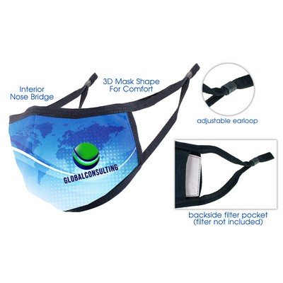 Full Color Sublimation Cotton Face Mask With Filter Pocket