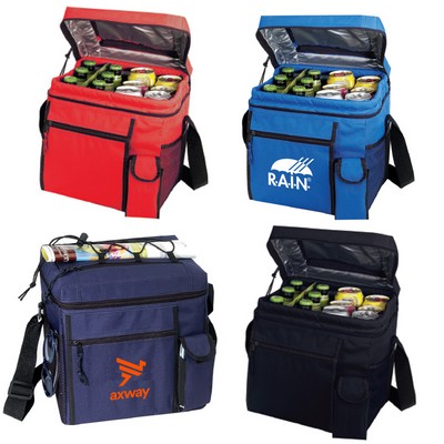 Deluxe 24 Can Polyester Cooler Bag with Multi Utility Pockets