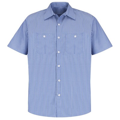 Red Kap® Blue/White Short Sleeve Industrial Stripe Work Shirt