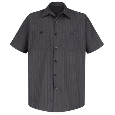 Red Kap® Charcoal Grey w/Blue/White Short Sleeve Industrial Stripe Work Shirt