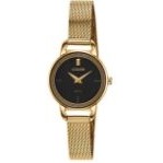 Citizen® Ladies' Quartz Gold-Tone Mesh Watch w/Black Dial