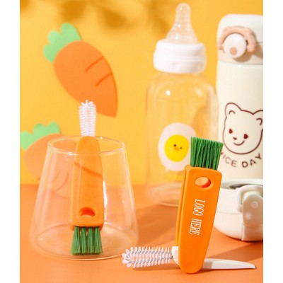 3 In 1 Multi-Purpose Carrot Shape Mini Cleaning Brush/Bottle Brush & Straw Cleaner