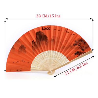 DIY Graffiti Solid Color Folding Bamboo Fan