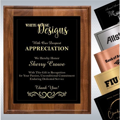 Walnut Wood Plaque w/Choice of Single Engraved Plate (12" x 15")