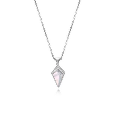 ELLE "Iceberg" Mother of Pearl and Crystal with Cubic Zirconia Necklace - Silver