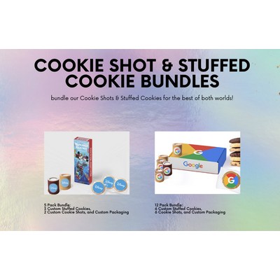 4 Pack Bundle: 3 Custom Stuffed Cookies and 1 Cookie Shot in Custom Packaging (100 Min)