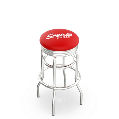 Double-Ring Swivel Stool, Chrome Finish, Ribbed Accent Ring, Available Heights: 25" 30"