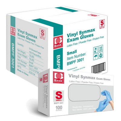 Vinyl Synmax Blue Exam Gloves (9"x5"x2.4") - Box of 100