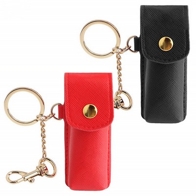 "Chic Keychain Lipstick Holder: Stylish PU Leather Case"