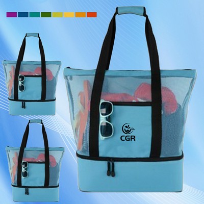 Beach-Ready Cooler-Infused Mesh Tote