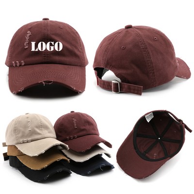 Vintage Distressed Cotton Dad Hat Baseball Cap