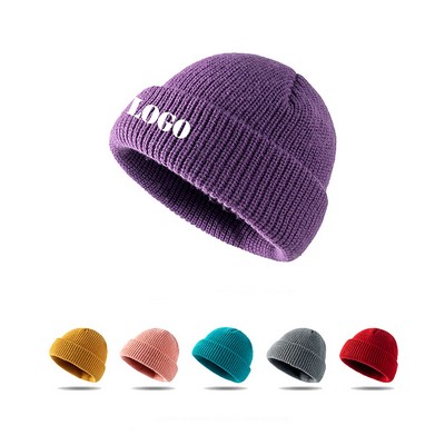 Knit Cuffed Skull Cap Beanie Hat for Men Women