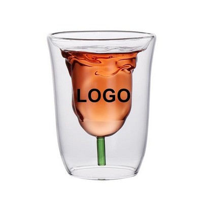 Rose Design Double Wine Glass