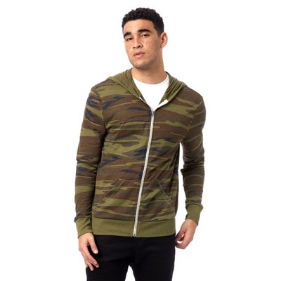 Alternative Mens Eco Long-Sleeve Printed Zip Hoodie